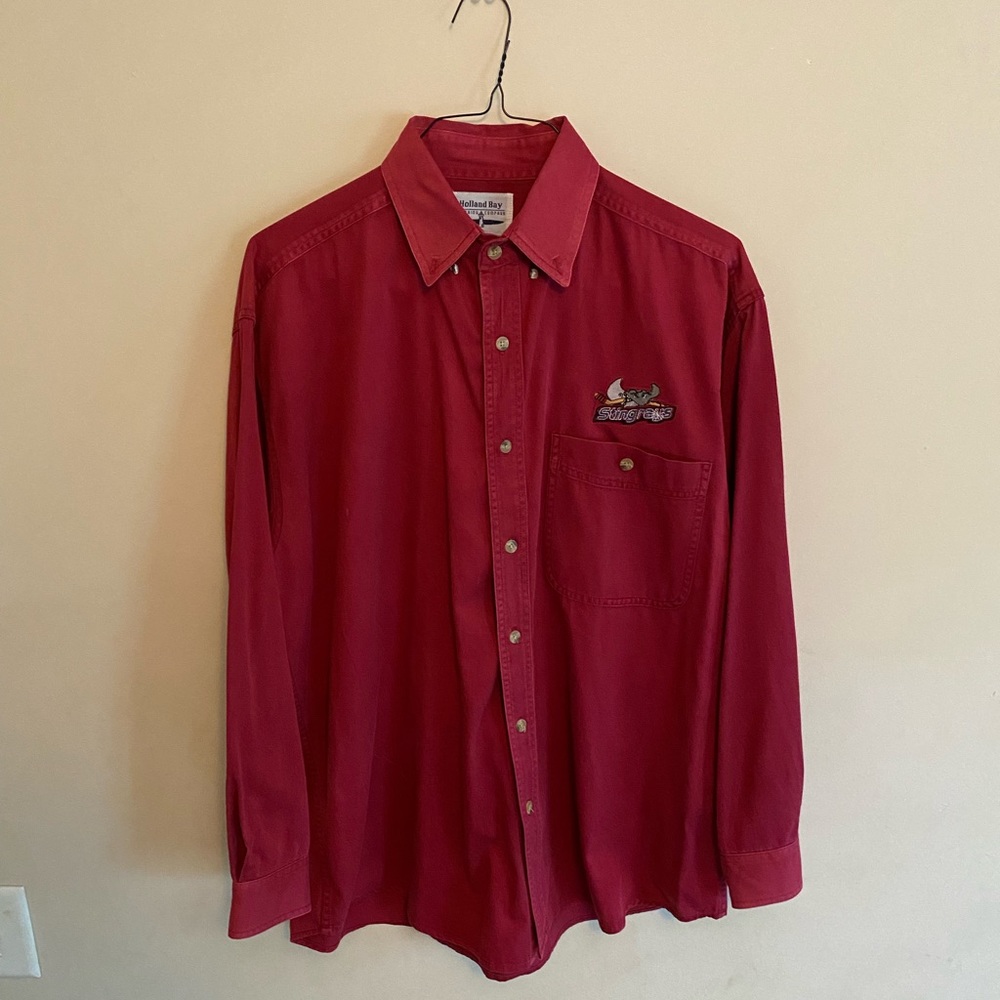 Vintage Stingrays Embroidered Button-Up Work Shirt.